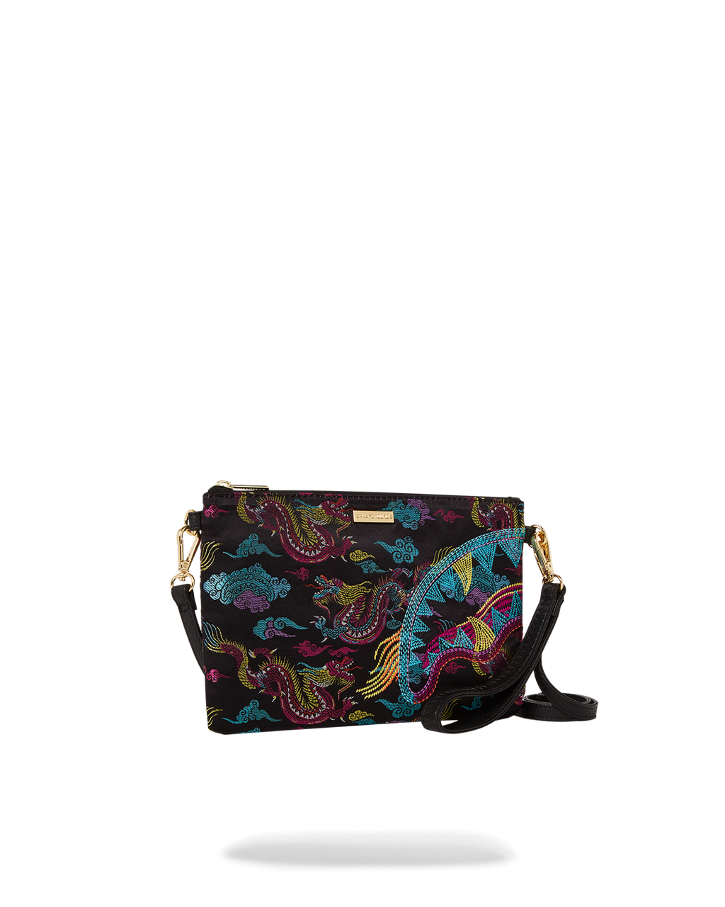 EMBROIDERED DRAGONS CROSSOVER CLUTCH