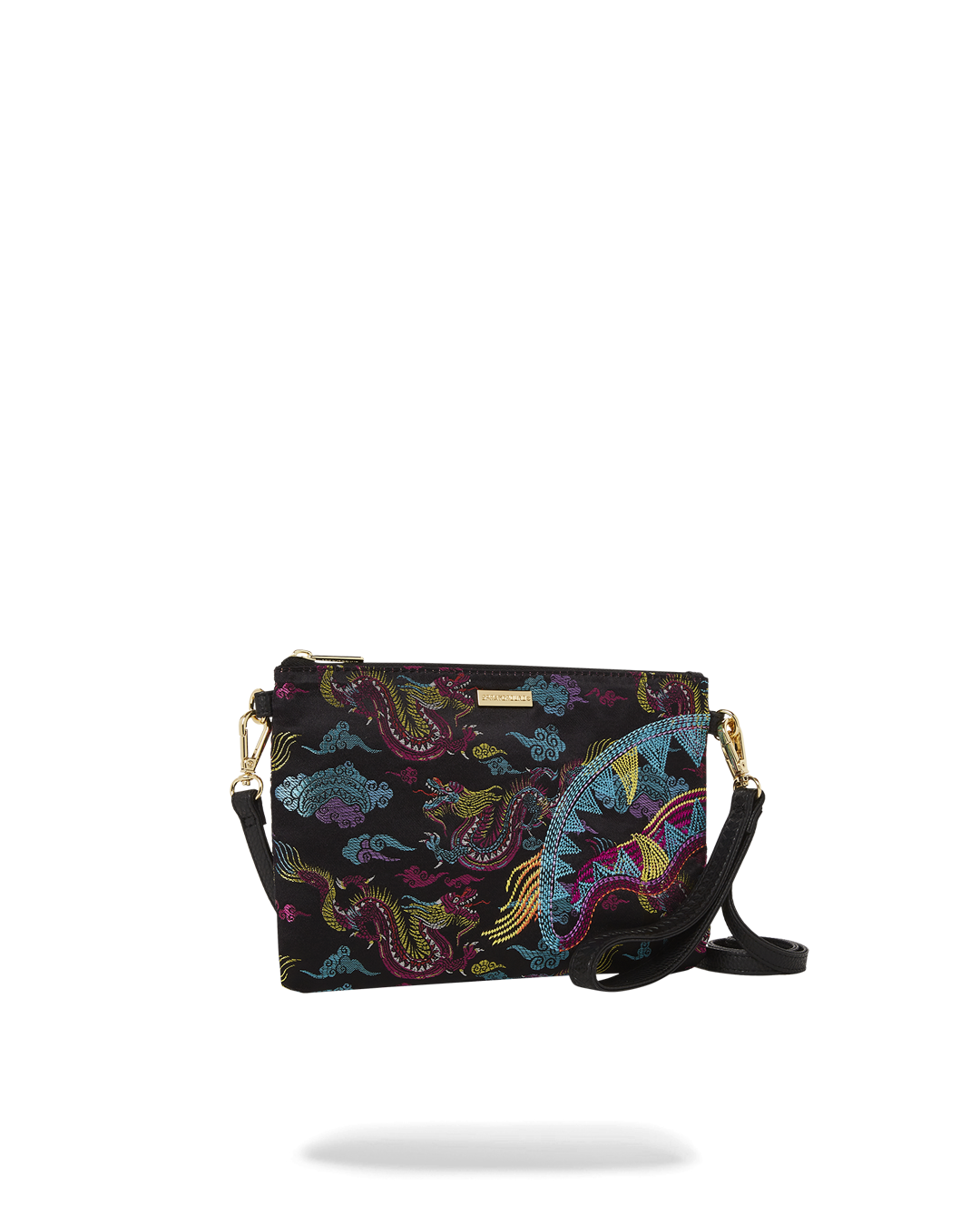 EMBROIDERED DRAGONS CROSSOVER CLUTCH