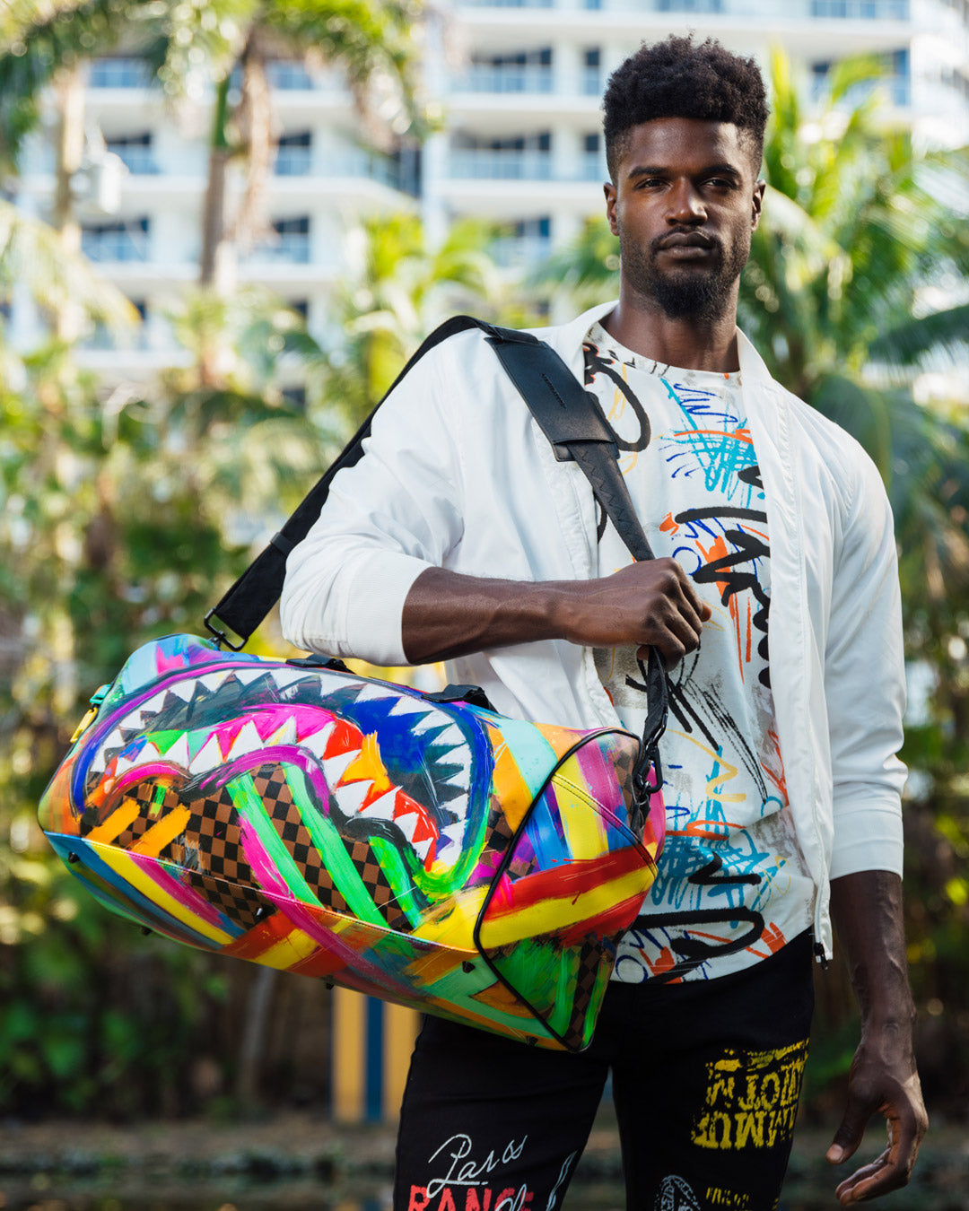 SHARKS IN PARIS CITY STREAKS DUFFLE