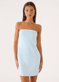 Reinna Cotton Strapless Mini Dress - Baby Blue Stripe