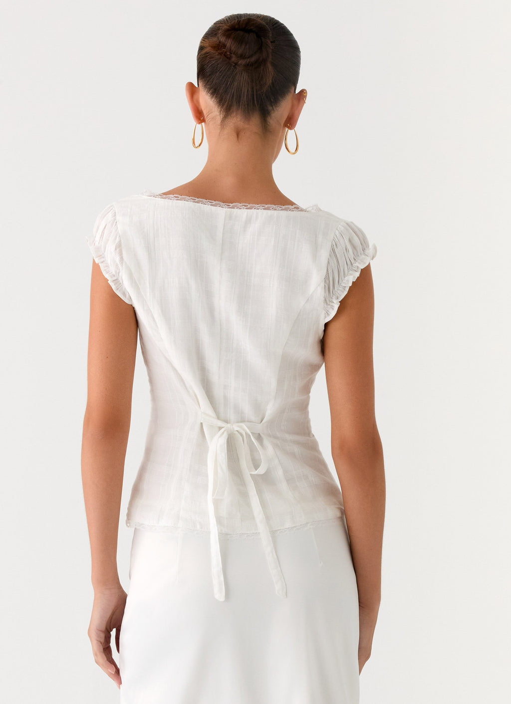 Ruann Lace Trim Top - White
