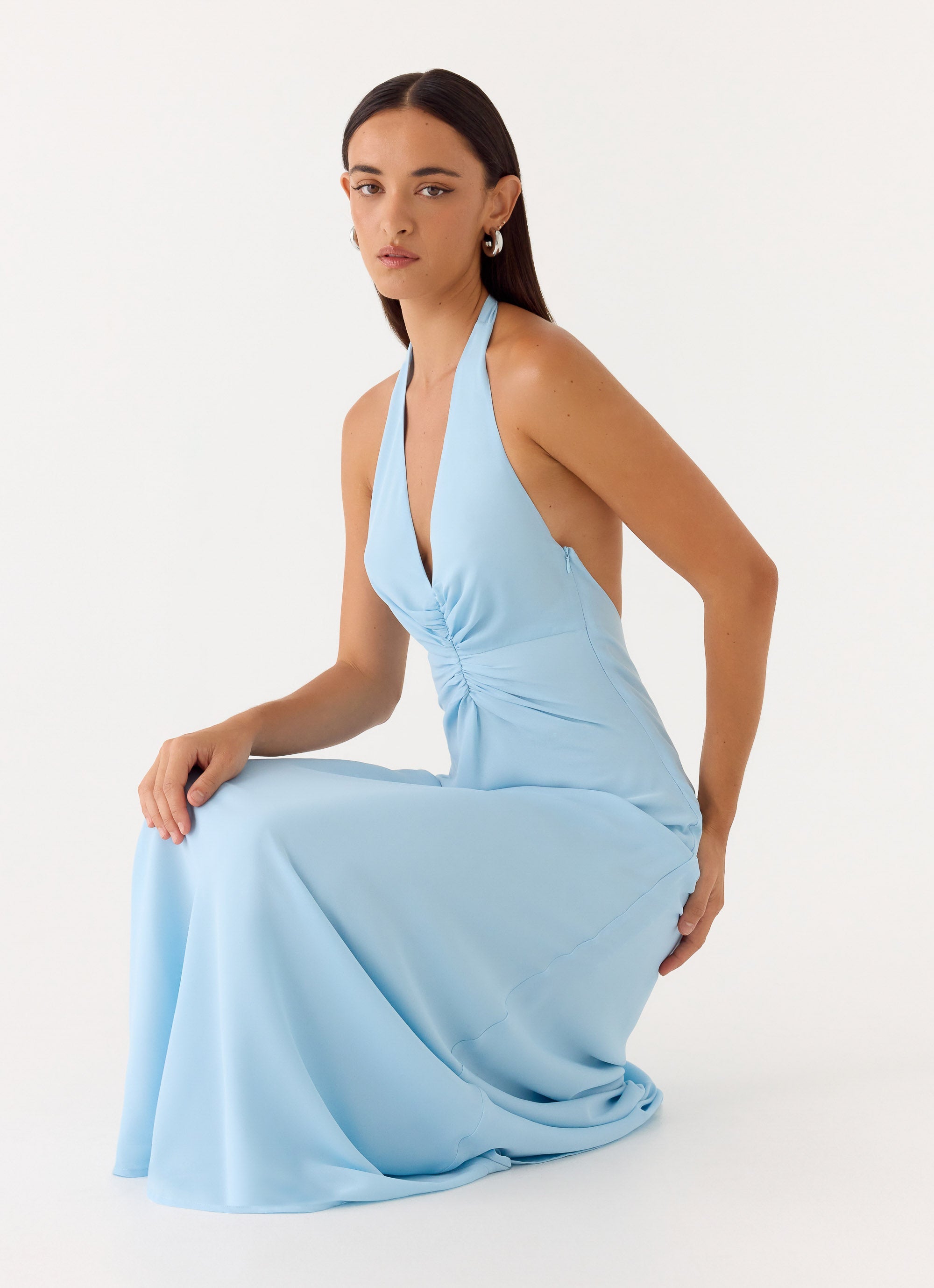 Sharpay Halter Maxi Dress - Pale Blue